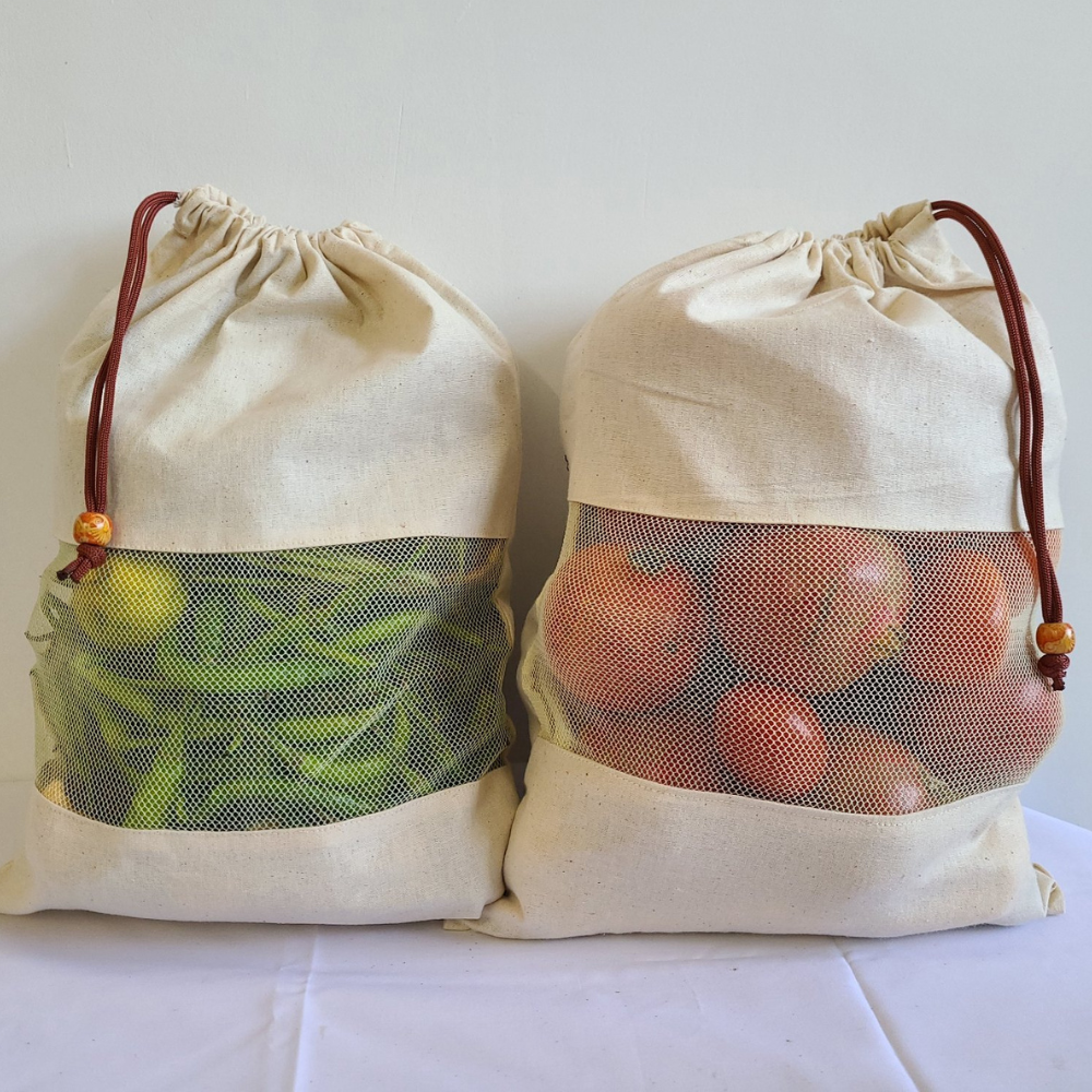 Cotton Mesh Drawstring Bag