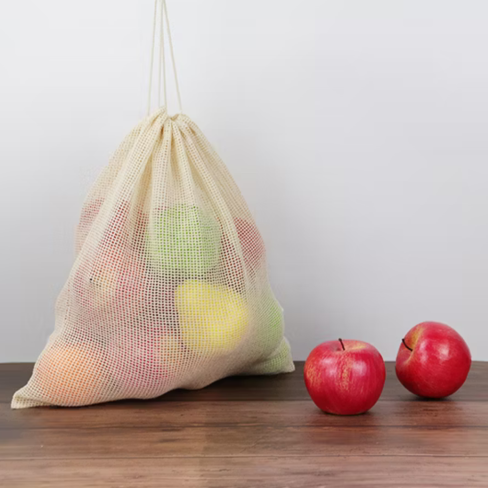 Cotton Mesh Drawstring Bag